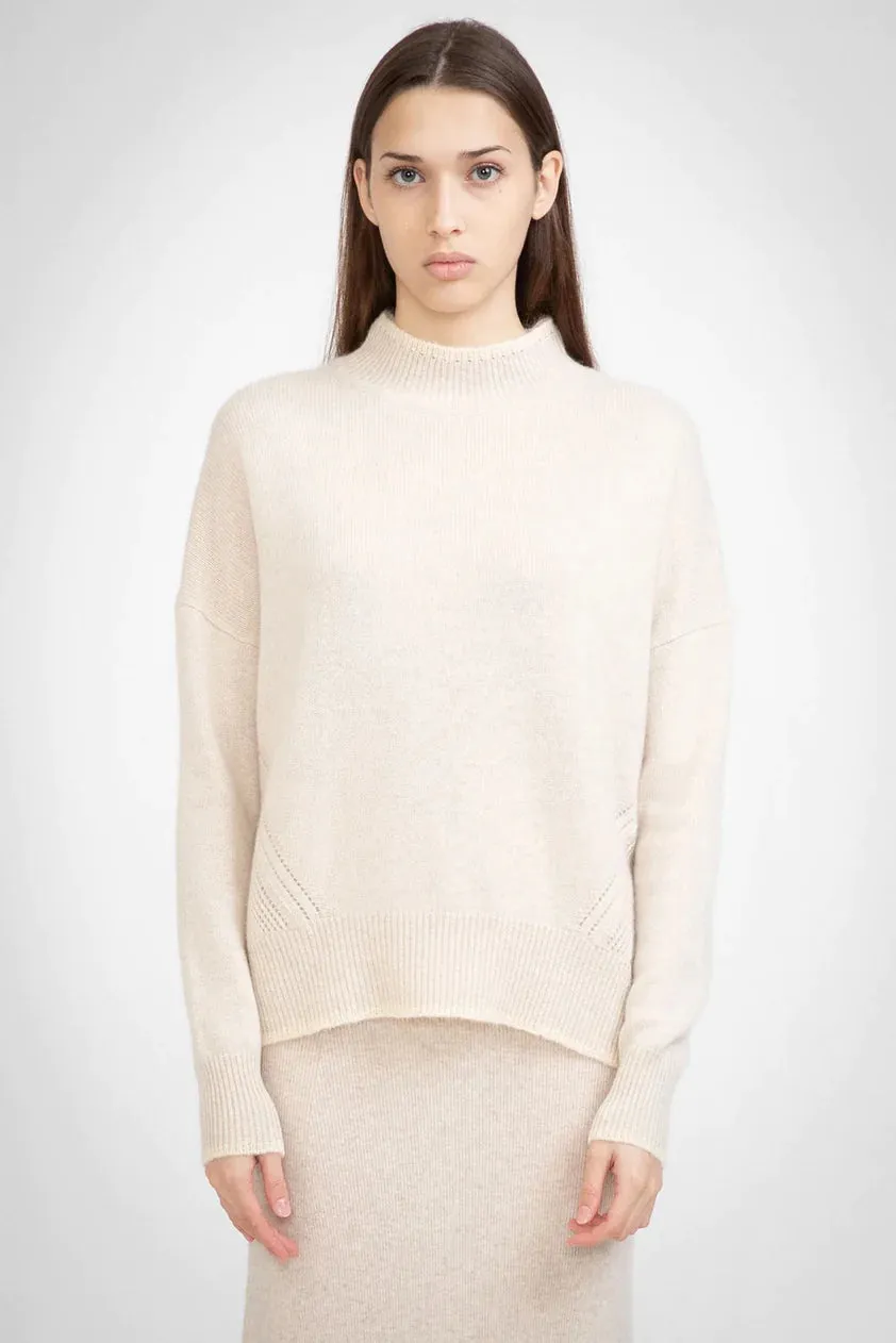 Aleger Cashmere Funnel Neck shell detailed Sweater