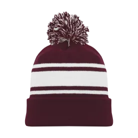 Athletic Knit (AK) A1830A-233 Adult Maroon/White Hockey Toque/Beanie