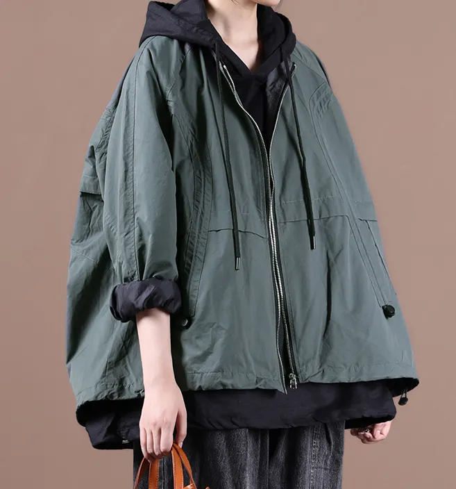 Autumn Women Spring Casual Coat Loose Hooded Parka Plus Size Short Coat Jacket