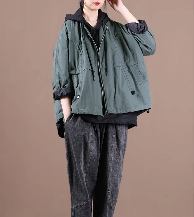 Autumn Women Spring Casual Coat Loose Hooded Parka Plus Size Short Coat Jacket