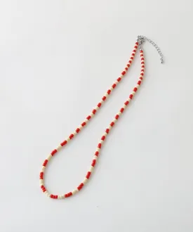 Beads necklace collaboration with Adder - WINE RED×OFF WHITE