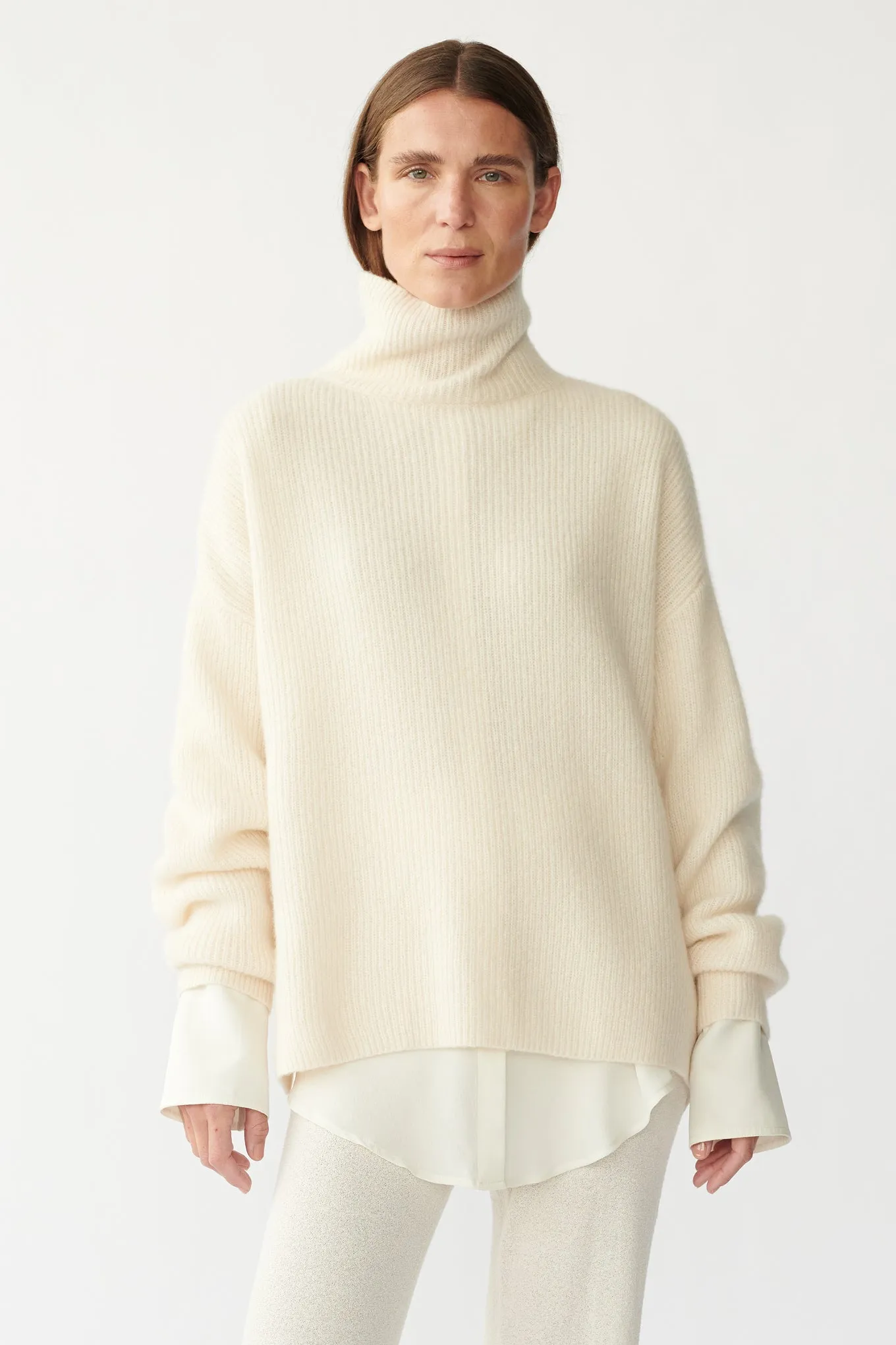 BEZ RIB KNIT - IVORY  - SILK/CASHMERE