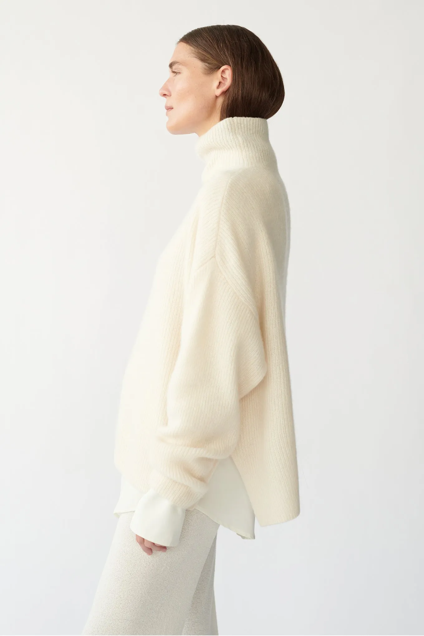 BEZ RIB KNIT - IVORY  - SILK/CASHMERE