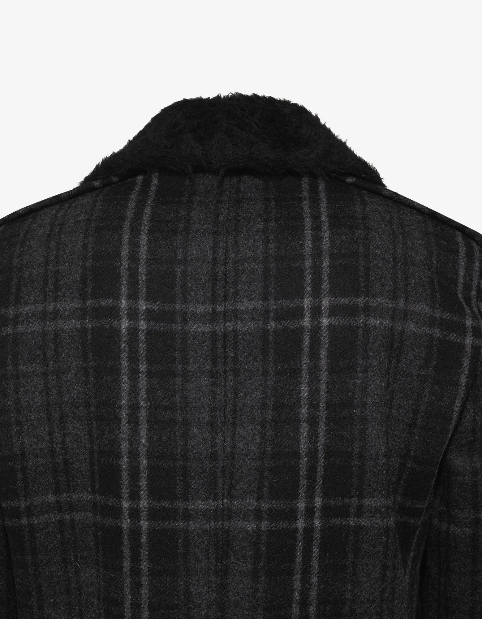 Black Check Wool Overcoat