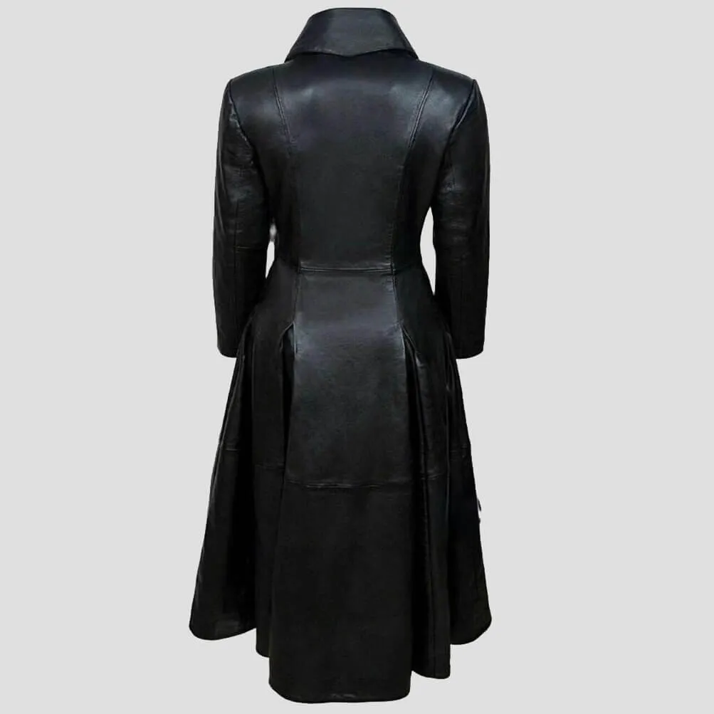 Black Genuine Leather Long Body Coat