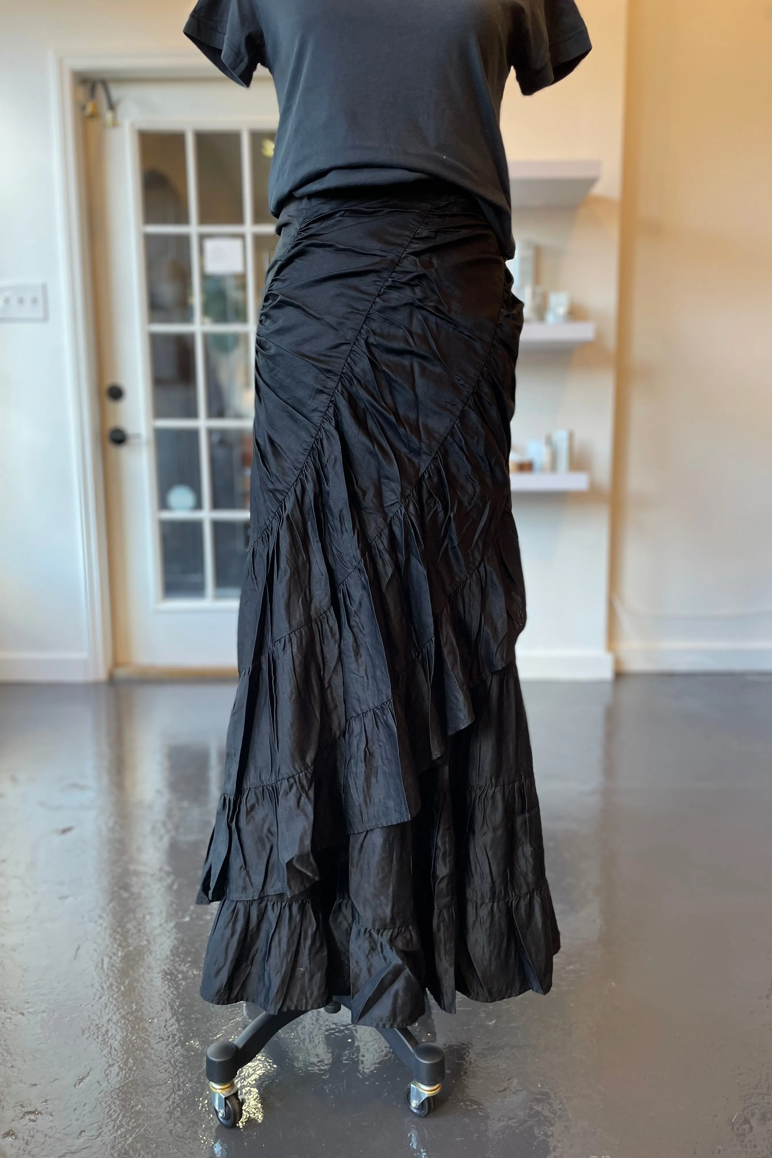 Black Silk Flamenco Skirt