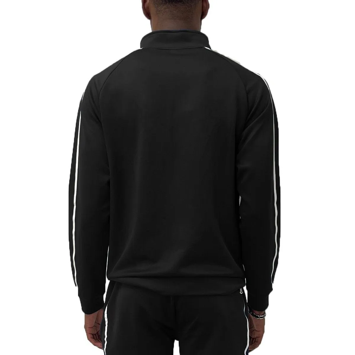 Black Solid Tape Track Jacket