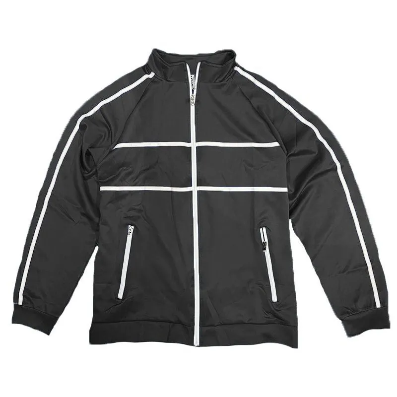 Black Solid Tape Track Jacket