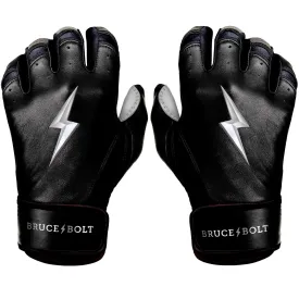 Bruce Bolt PREMIUM PRO Chrome Series Short Cuff Batting Gloves: Black