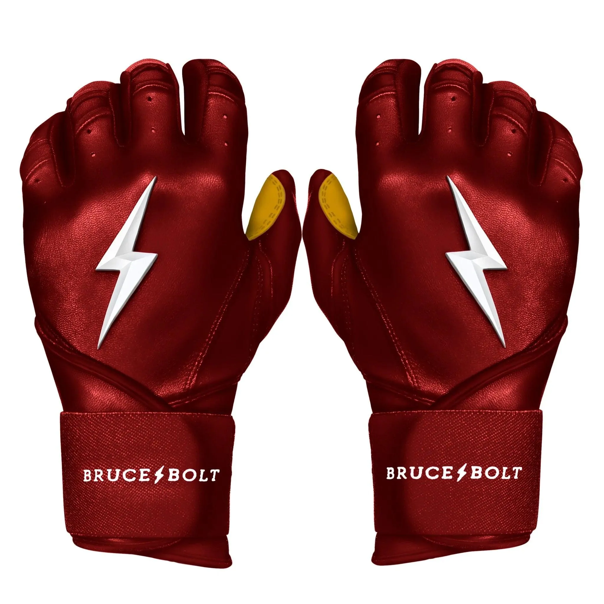 Bruce Bolt PREMIUM PRO Long Cuff Batting Gloves: Maroon