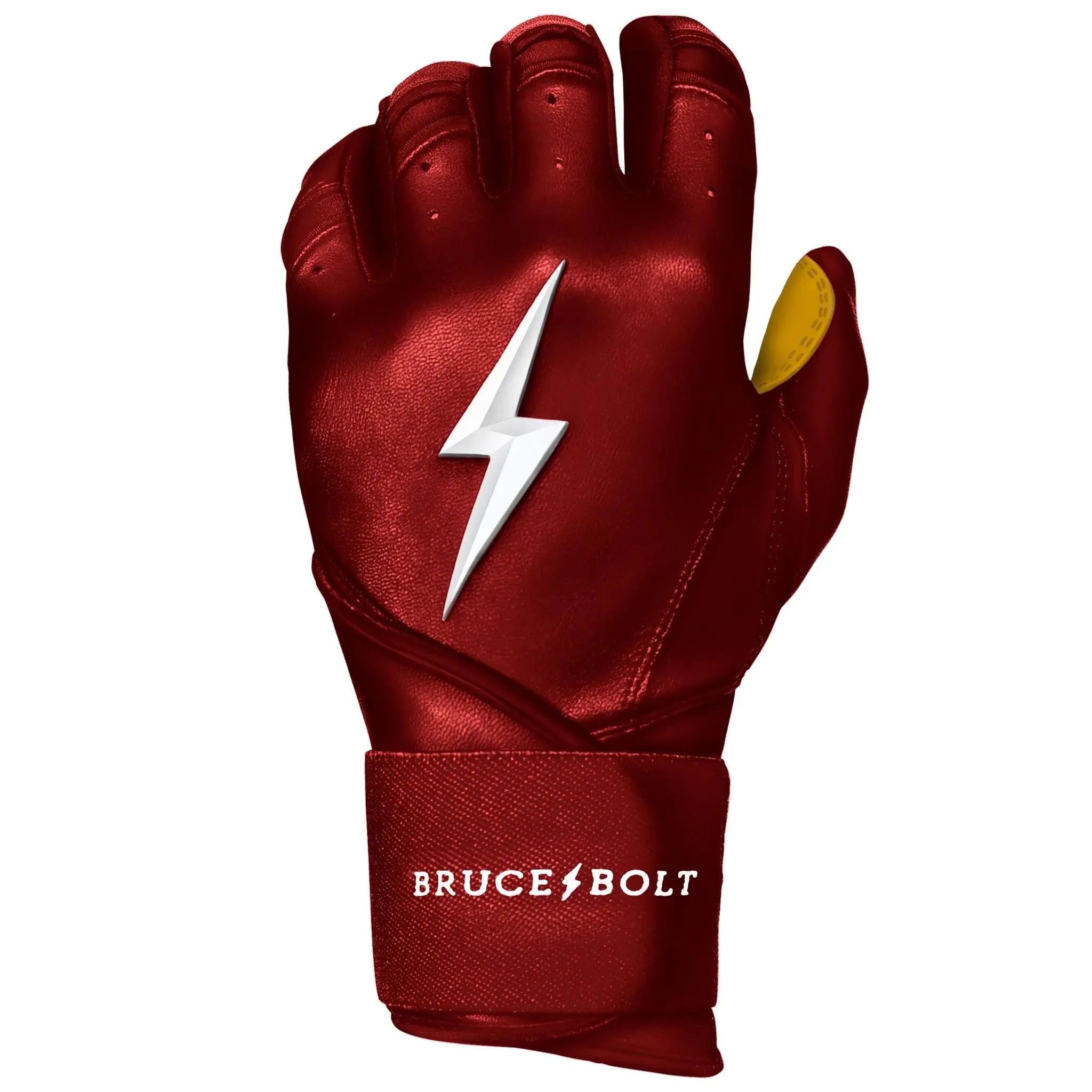 Bruce Bolt PREMIUM PRO Long Cuff Batting Gloves: Maroon