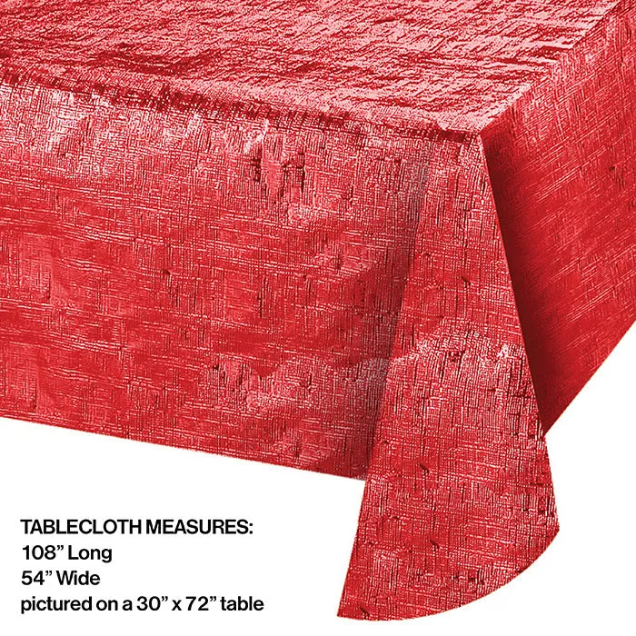 Bulk Red Metallic Plastic Table Covers (12 per Case)