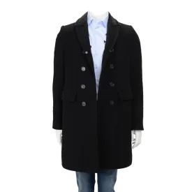 Burberry Prorsum Black Wool Blend Shearling Collar Coat 46