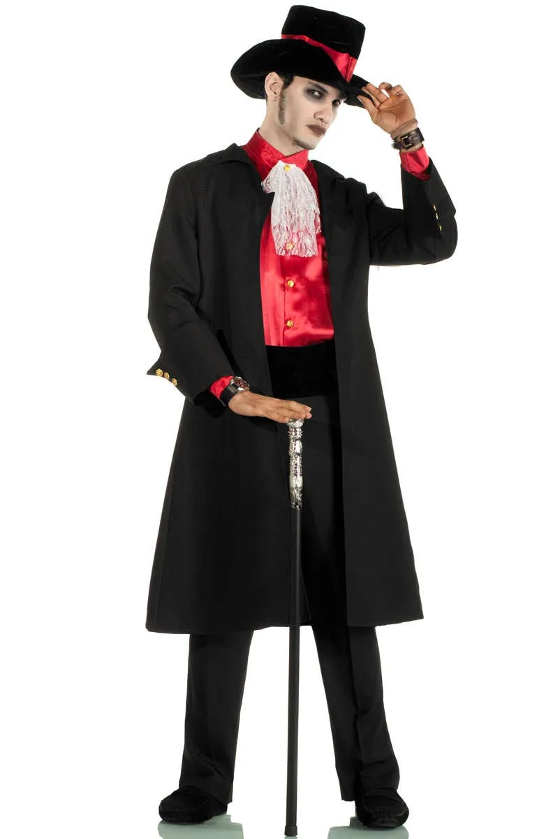 Classic Black and Red Victorian Vampire Mens Halloween Costume