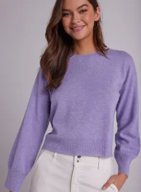 Crew Neck Ribbed Pullover - Lilac