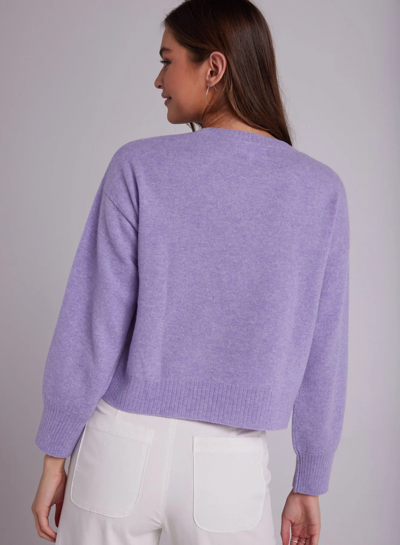 Crew Neck Ribbed Pullover - Lilac