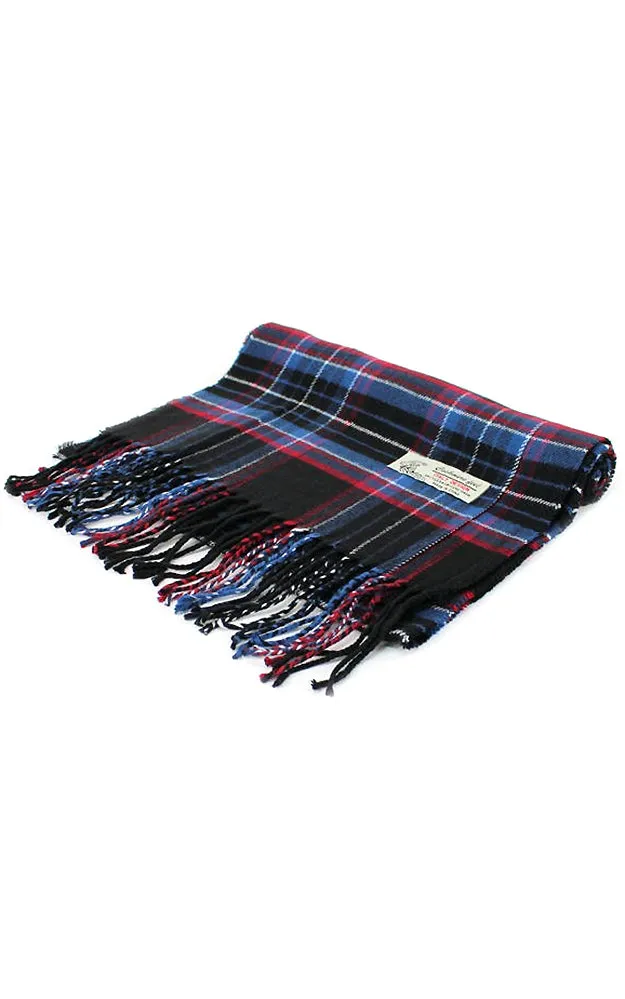 DBS028-5 Cashmere Feel scarves Tartan Black & Blue 12pcs Pack