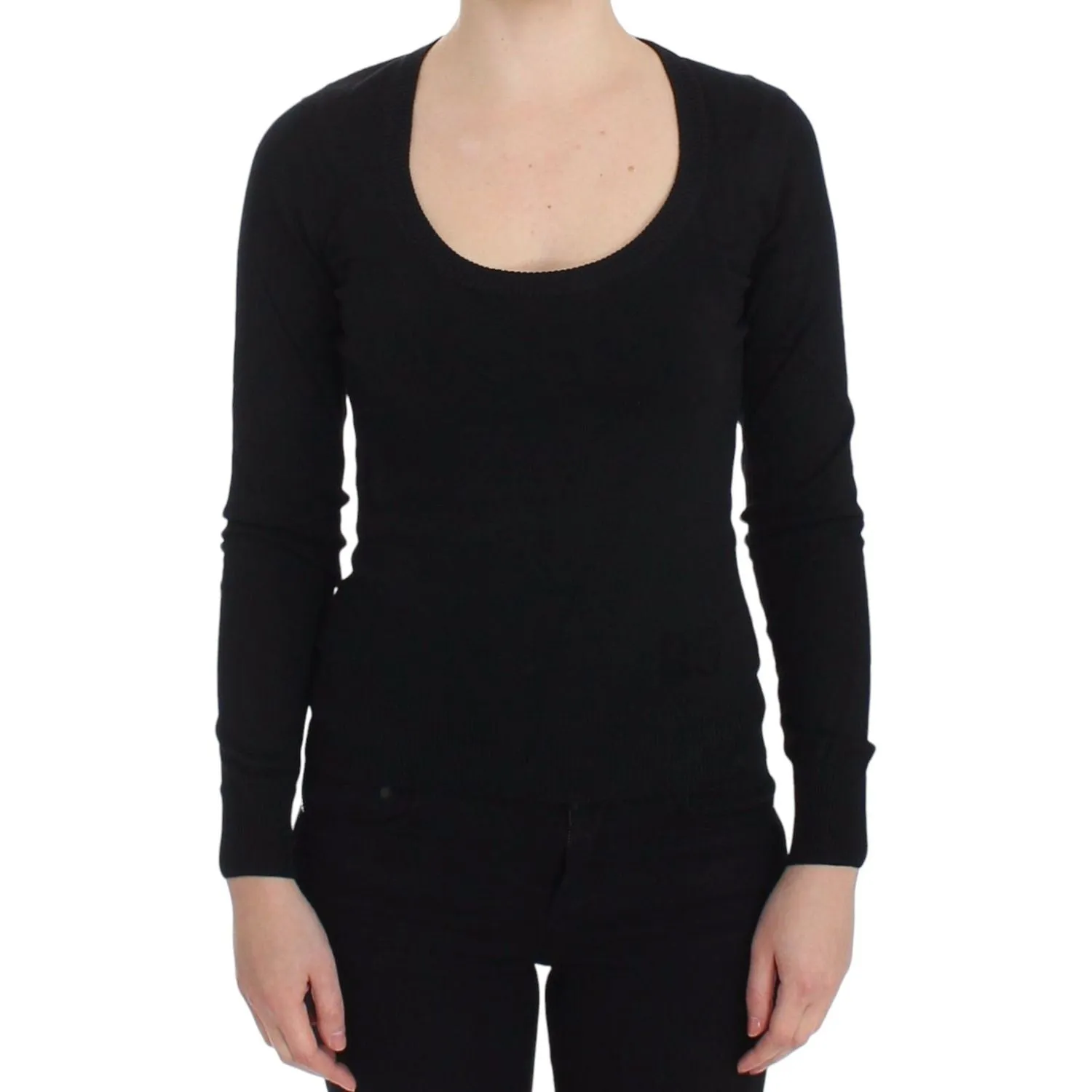 Dolce & Gabbana Elegant Black Deep Crewneck Sweater