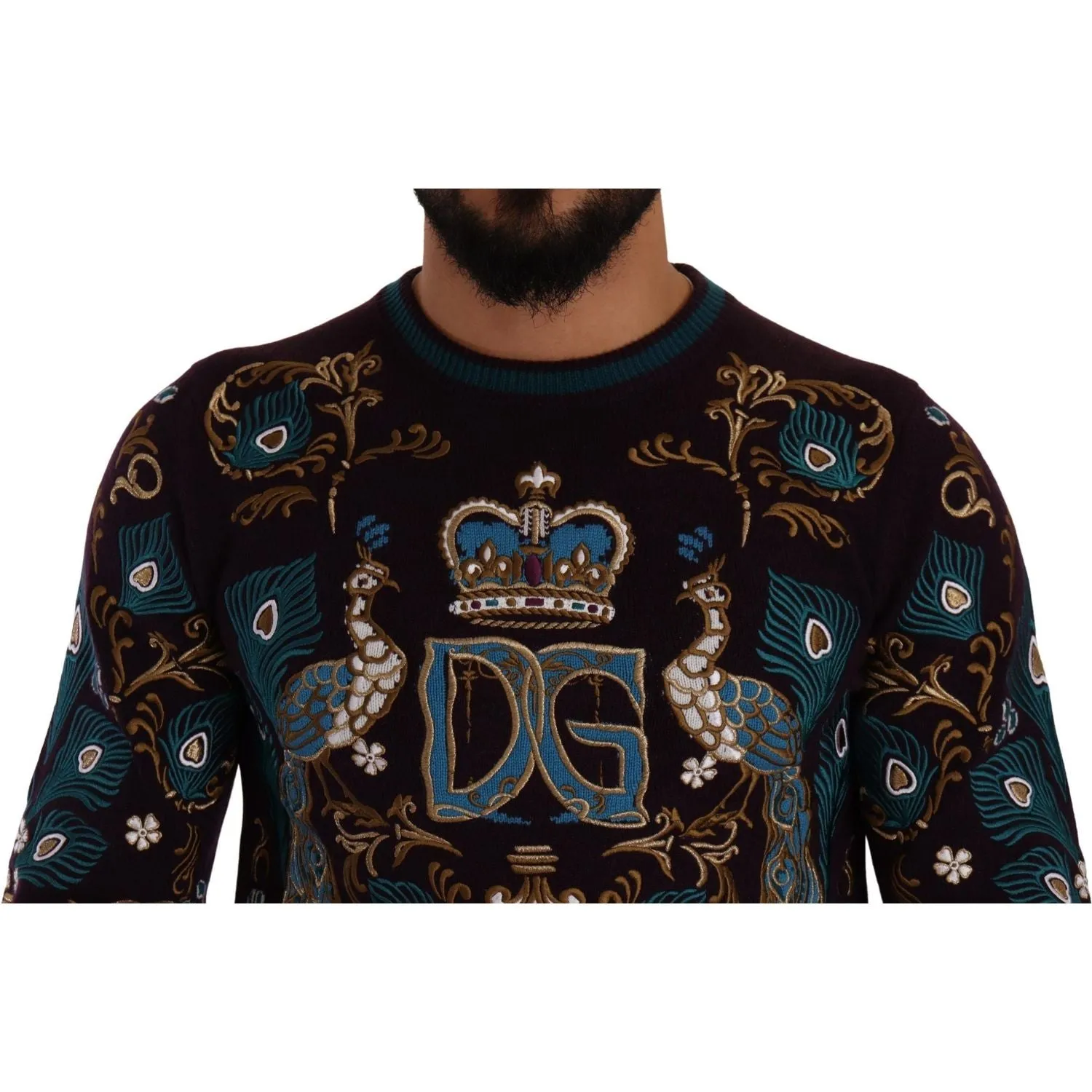 Dolce & Gabbana Elegant Bordeaux Cashmere Crewneck Sweater