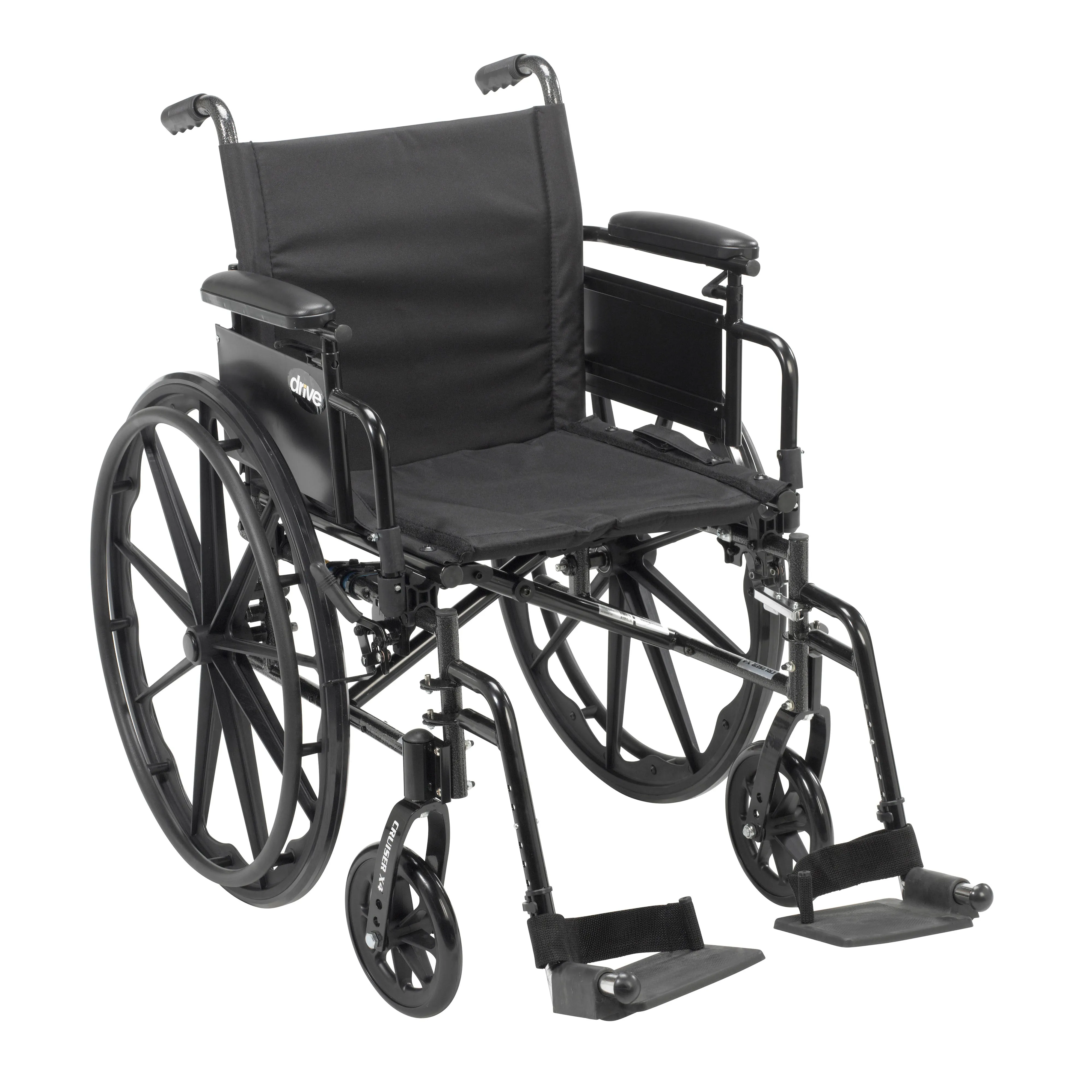 Drive Medical cx420adda-sf Cruiser X4 Lightweight Dual Axle Wheelchair with Adjustable Detachable Arms, Desk Arms, Swing Away Footrests, 20" Seat