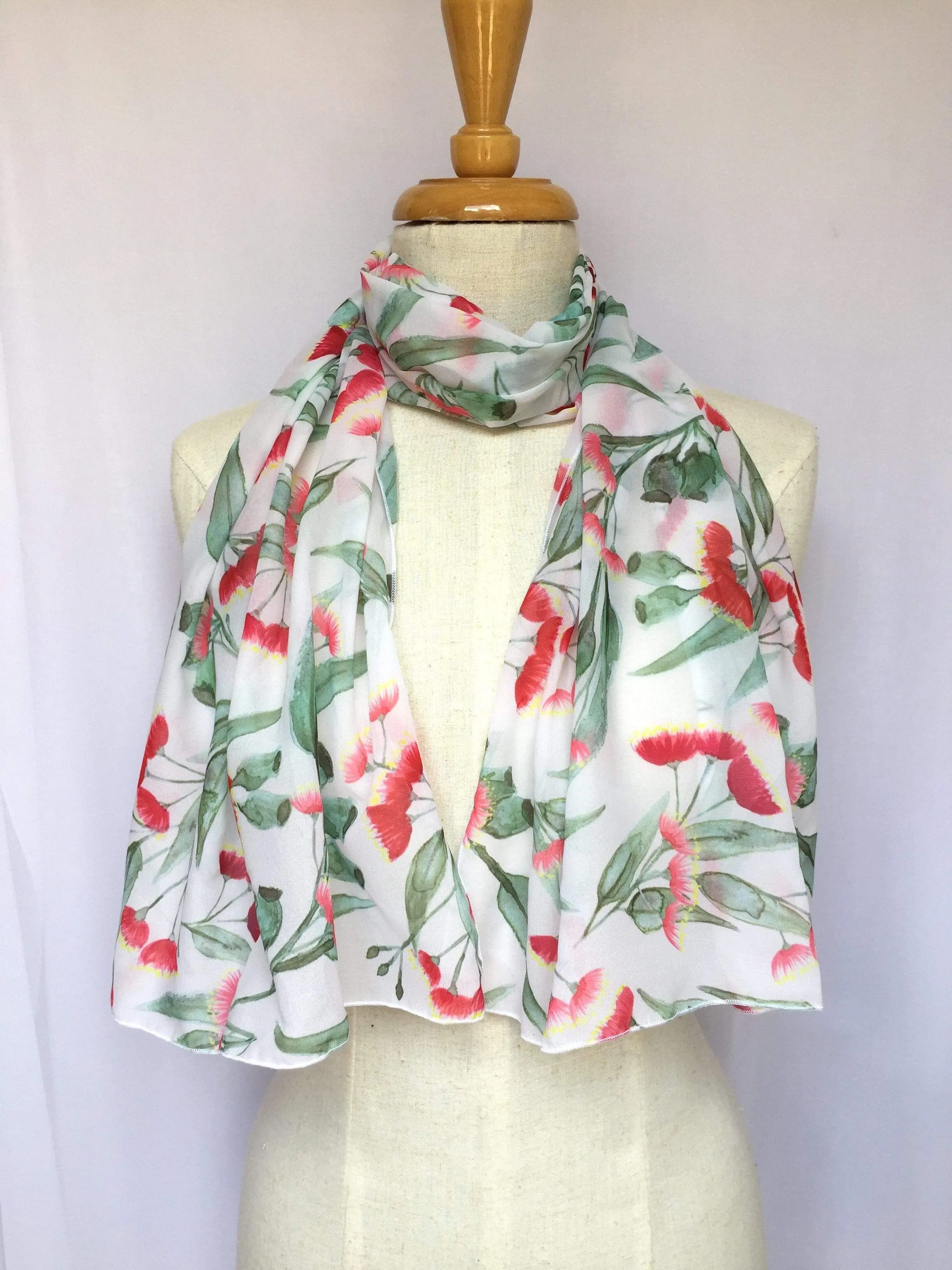 Gum Blossoms Scarf White