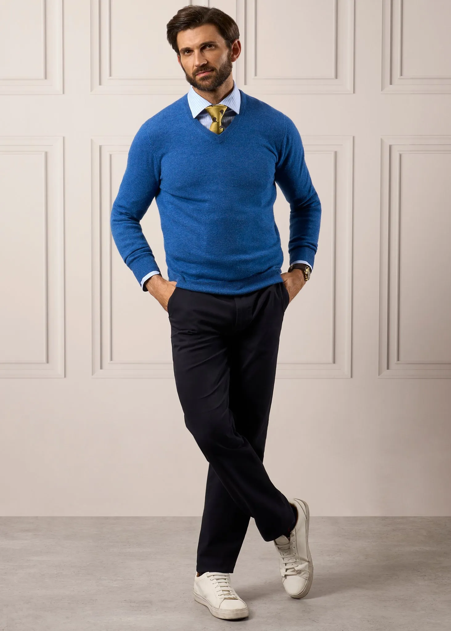 Haddington Cashmere Jumper in Denim - Regular Fit