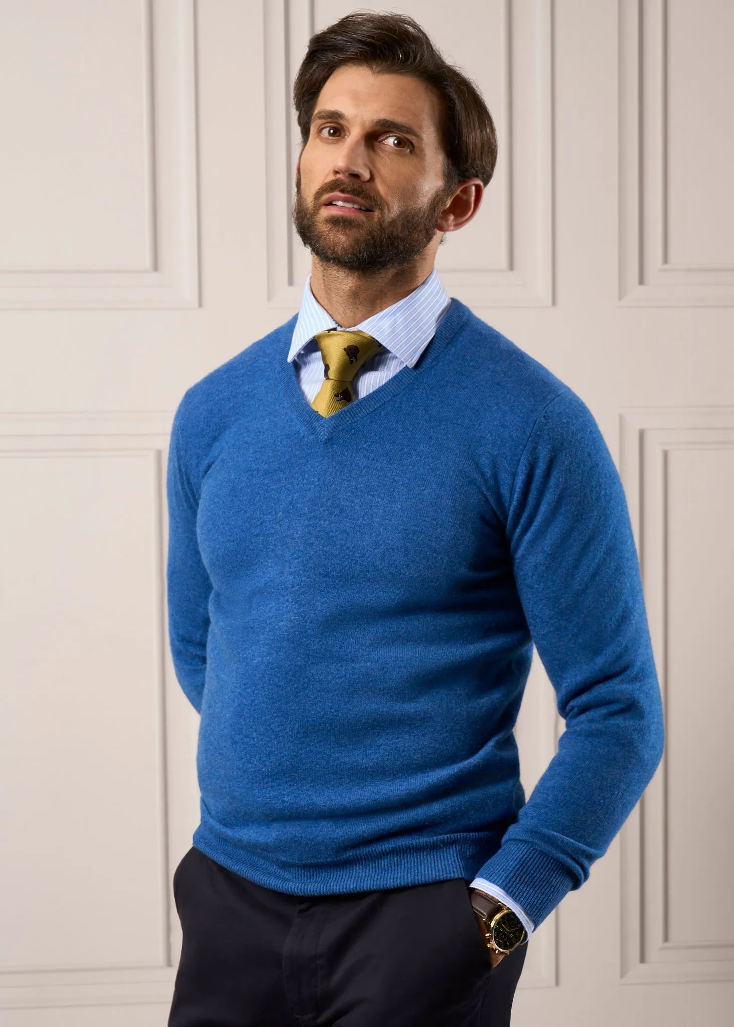 Haddington Cashmere Jumper in Denim - Regular Fit