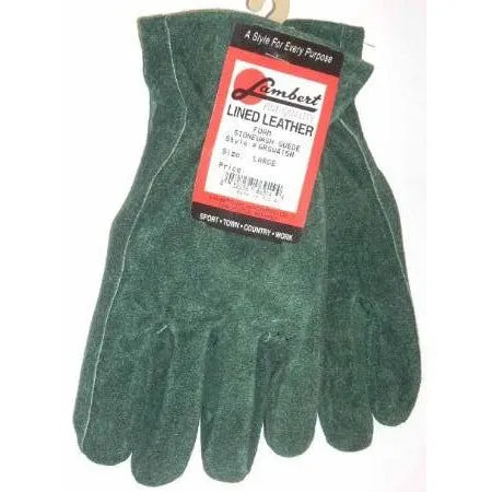 Lambert Green Stonewash Suede Leather Gloves Foam Lined Large