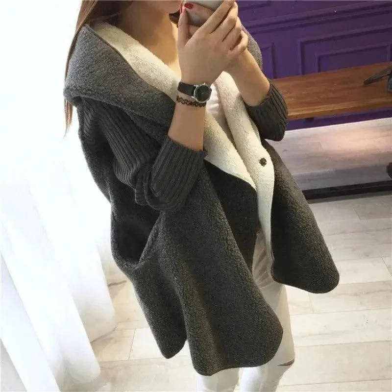 Lambs Wool Plus Size Loose Sweater Cardigan