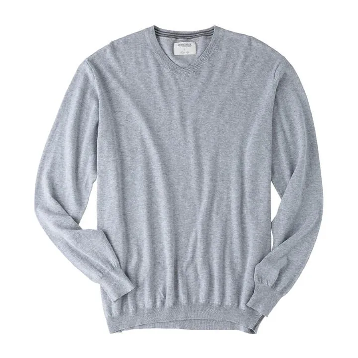 LIGHT WEIGHT COTTON-CASHMERE V-NECK SWEATER