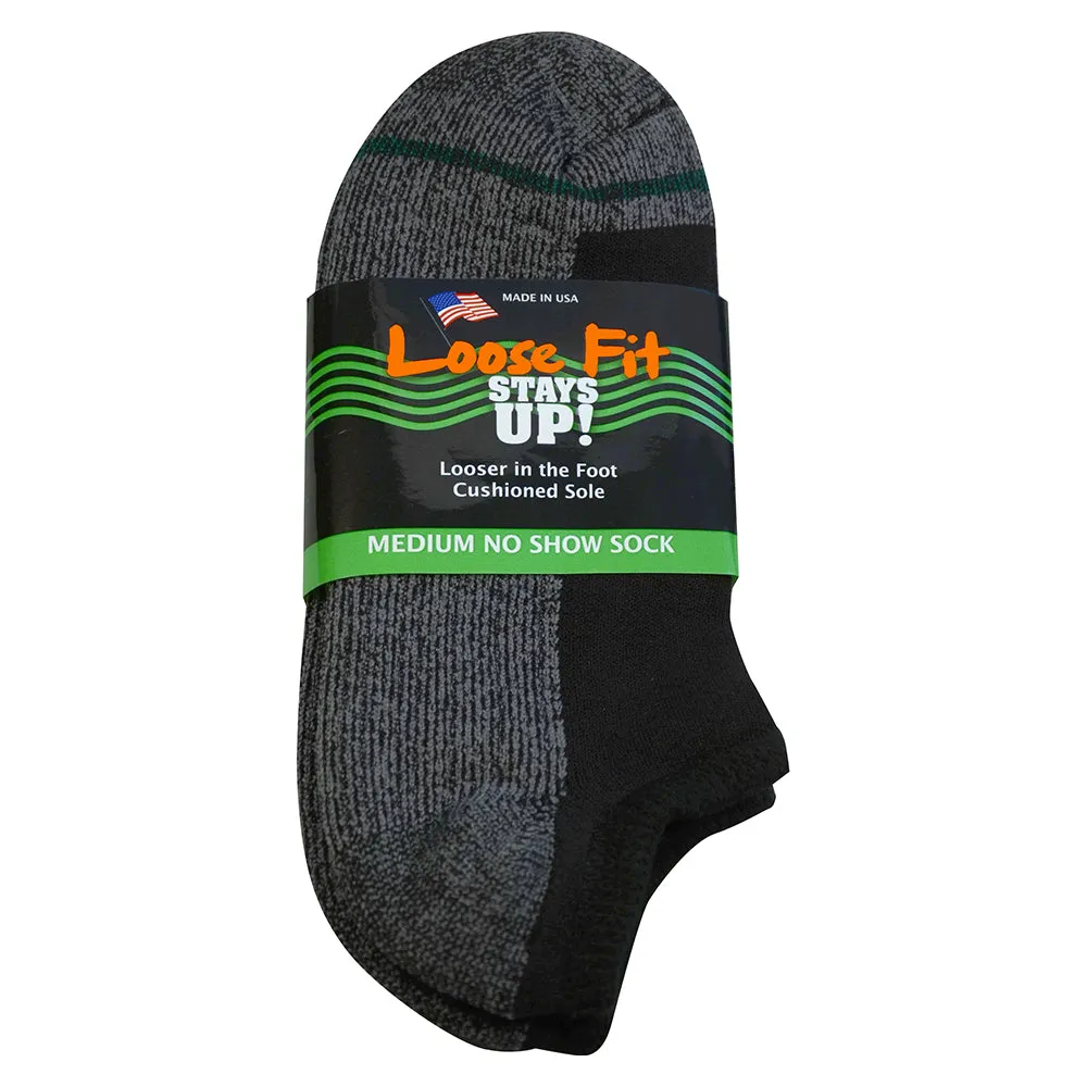 Loose Fit Stays Up Cotton Casual No Show Socks