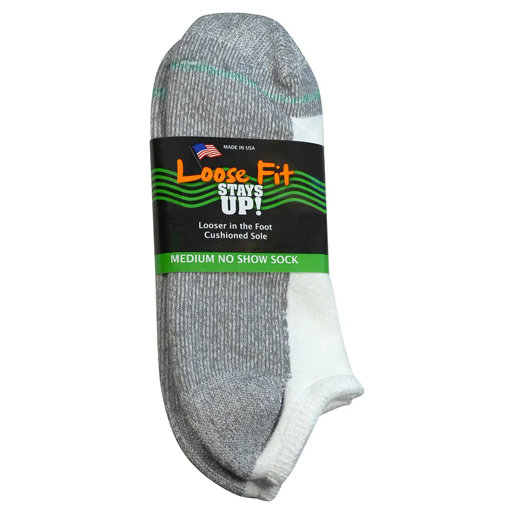 Loose Fit Stays Up Cotton Casual No Show Socks