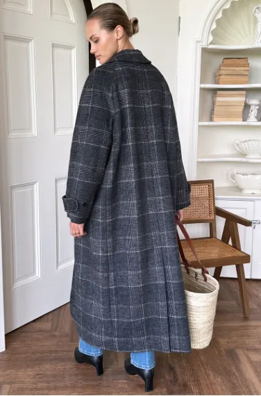 Mackenzie Plaid Wool Maxi Overcoat