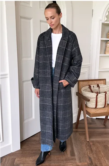 Mackenzie Plaid Wool Maxi Overcoat