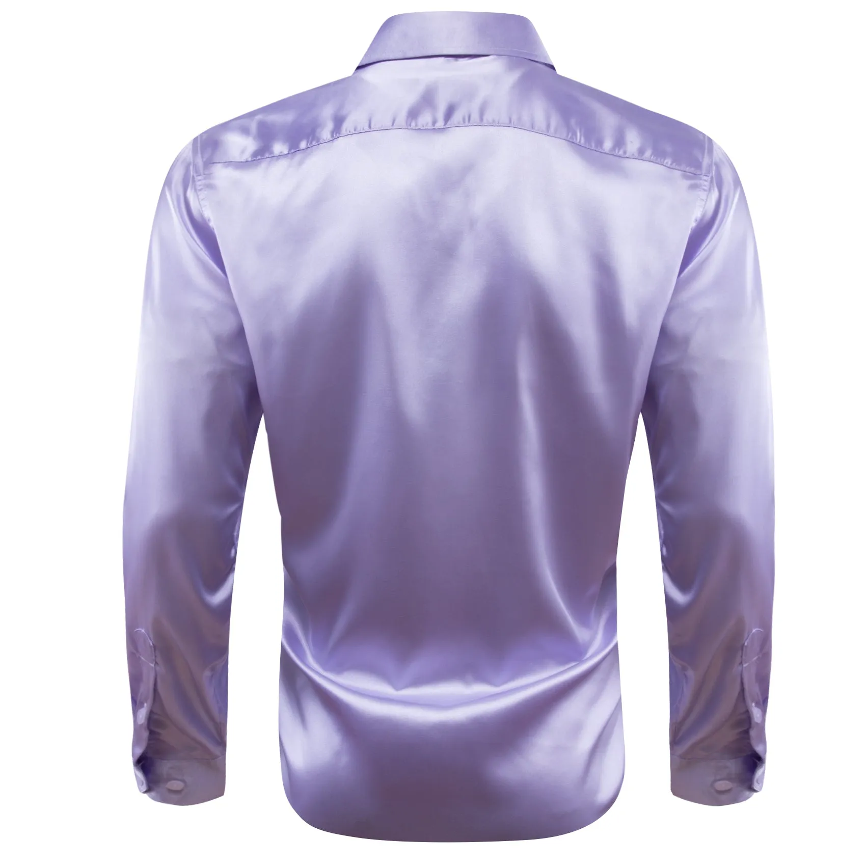 MediumPurple Solid Silk Men's Long Sleeve Shirt