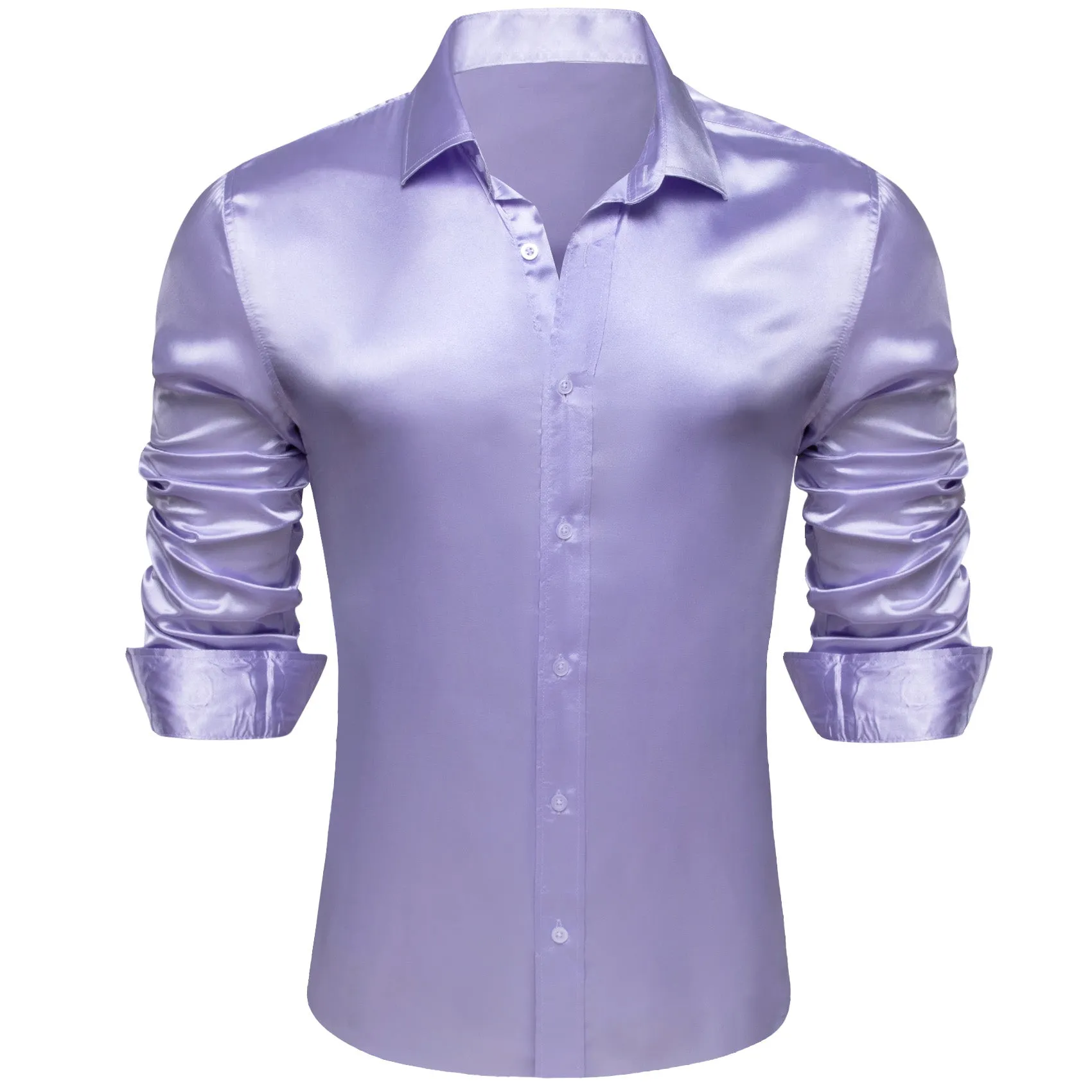 MediumPurple Solid Silk Men's Long Sleeve Shirt