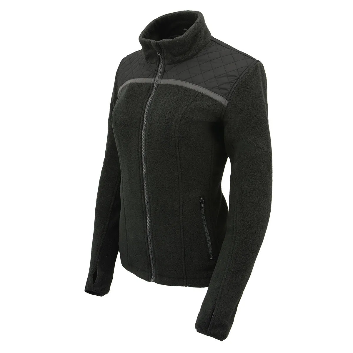 Milwaukee Leather MPL2784 Women's Black Micro Fleece Jacket with Reflective Stripes