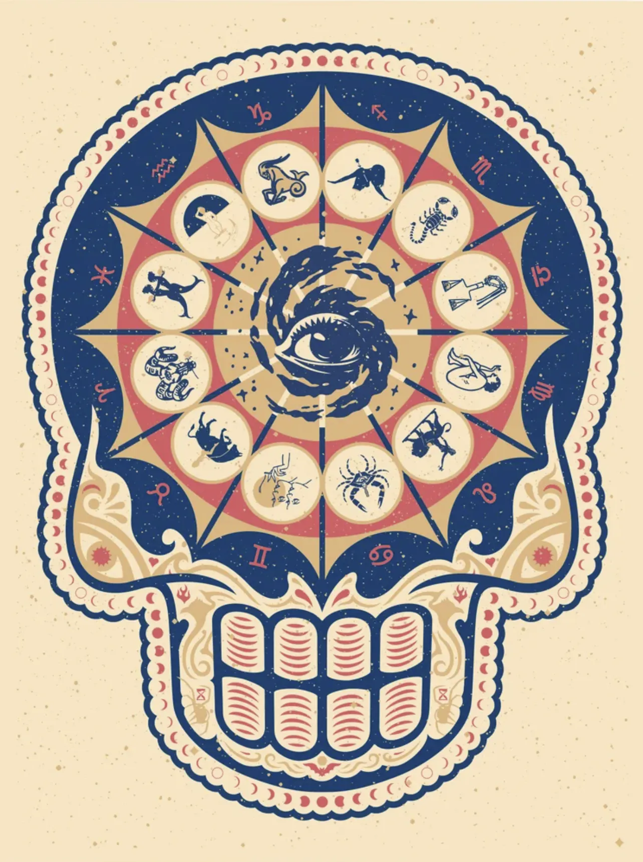 Mystic Calavera Collaboration Silkscreen Print by Ernesto Yerena Montejano x Never Made