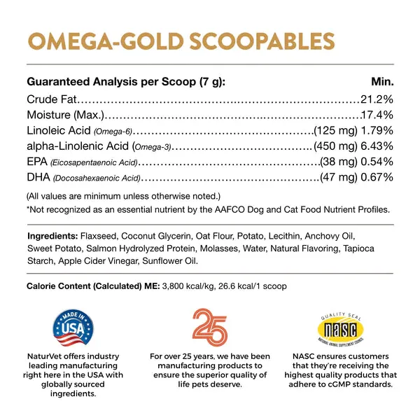 NaturVet Omega-Gold Scoopables for Cats and Dogs 11oz