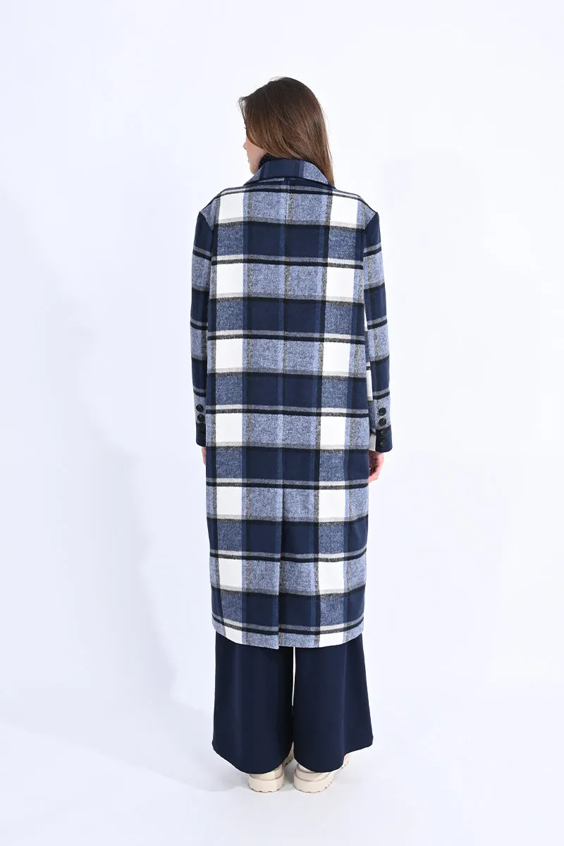 Navy Plaid Coat