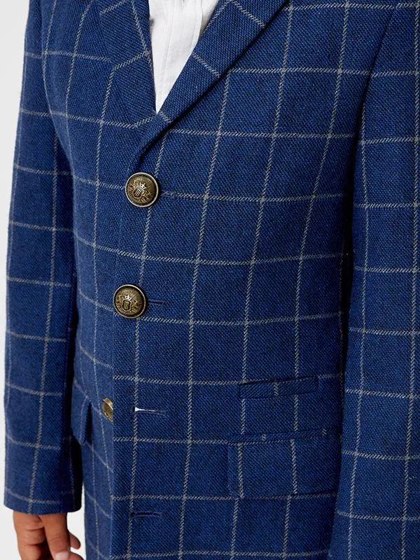 One Friday Blue Check Overcoat