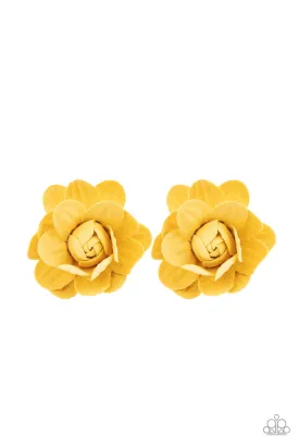 Open Door Jewelry - Beautifully Budding - Yellow Hair Clip - Paparazzi Accessories