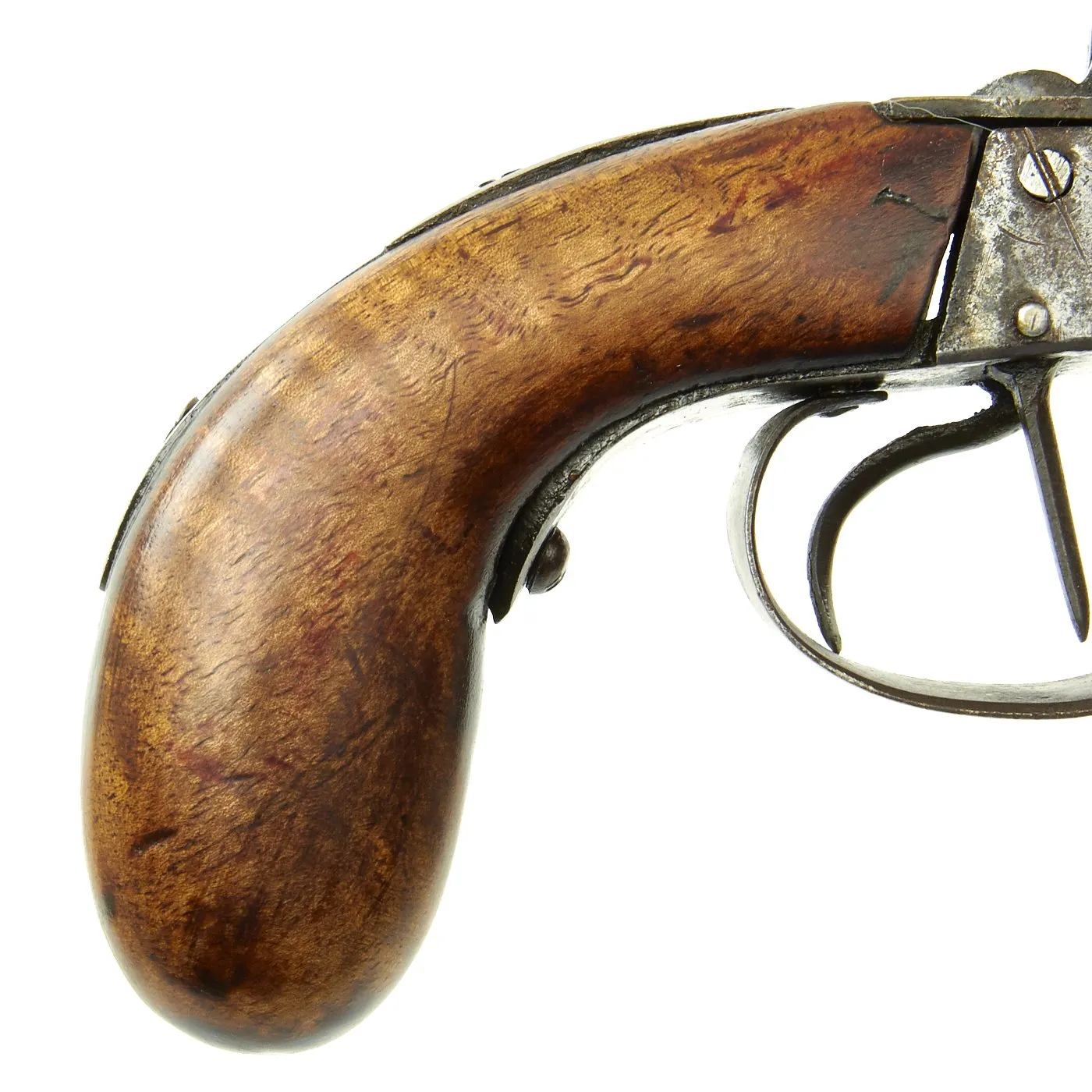 Original European Continental Double Barrel Percussion Overcoat Pistol - Circa 1840