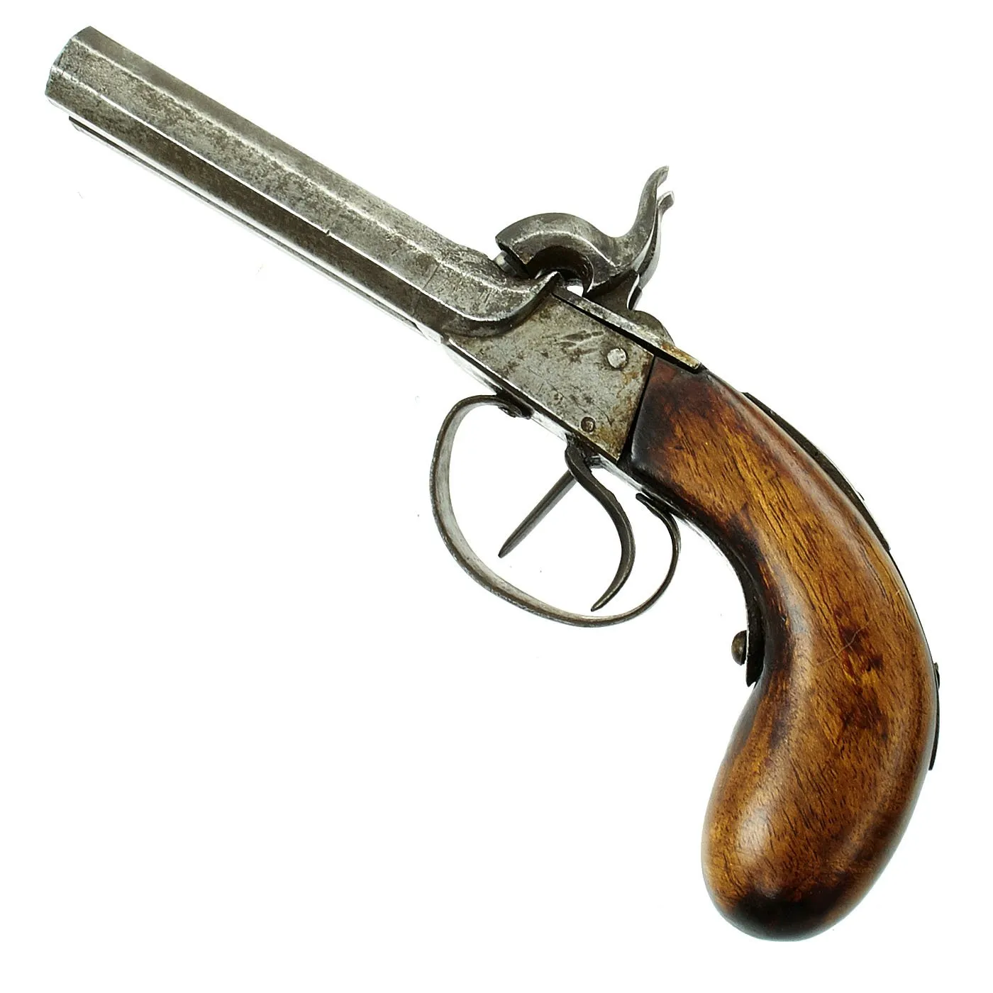 Original European Continental Double Barrel Percussion Overcoat Pistol - Circa 1840