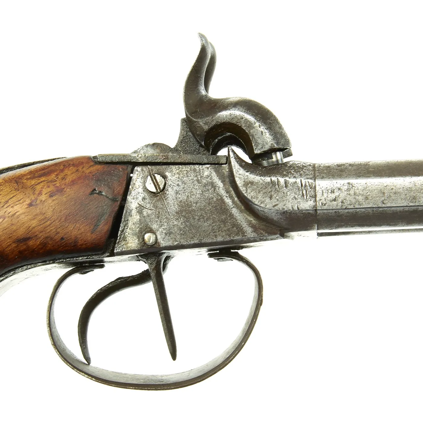 Original European Continental Double Barrel Percussion Overcoat Pistol - Circa 1840