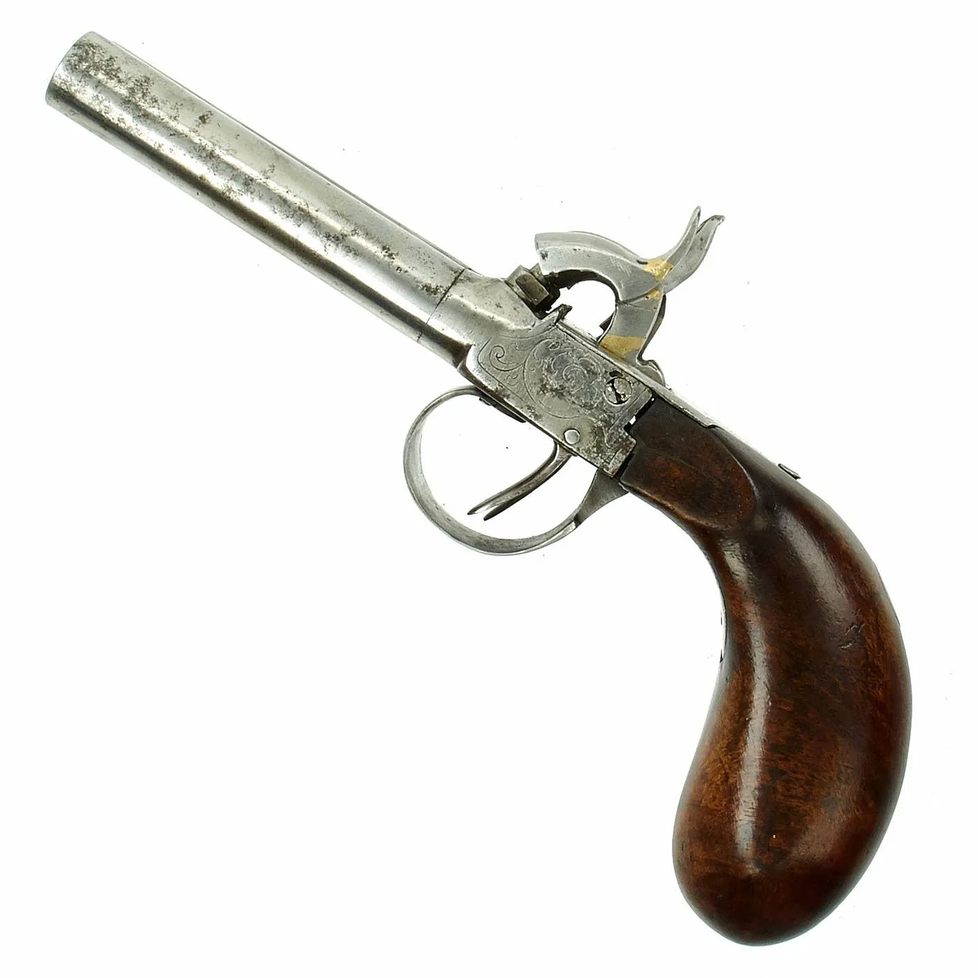 Original European Continental Double Barrel Pocket Percussion Pistol - Circa 1840