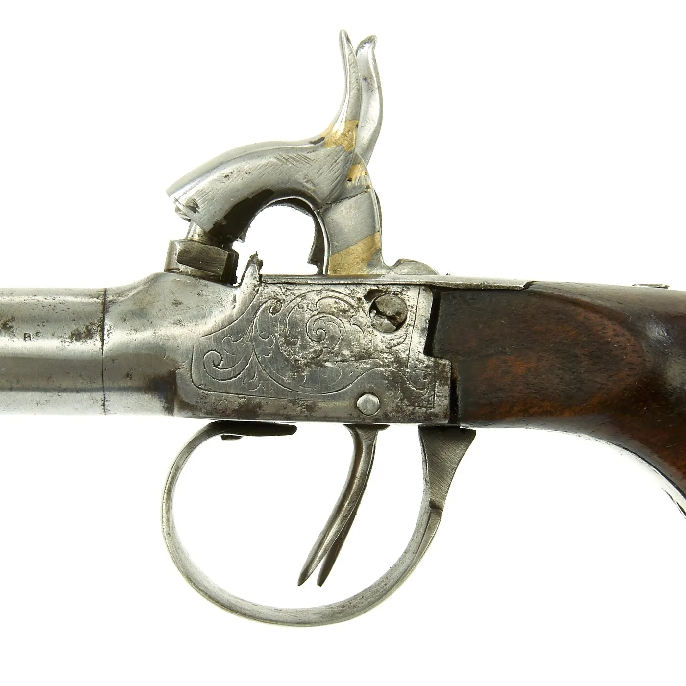 Original European Continental Double Barrel Pocket Percussion Pistol - Circa 1840