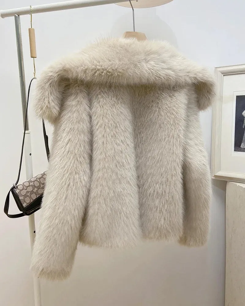 Pre Order:  Fluffy Faux Fox Short Overcoat