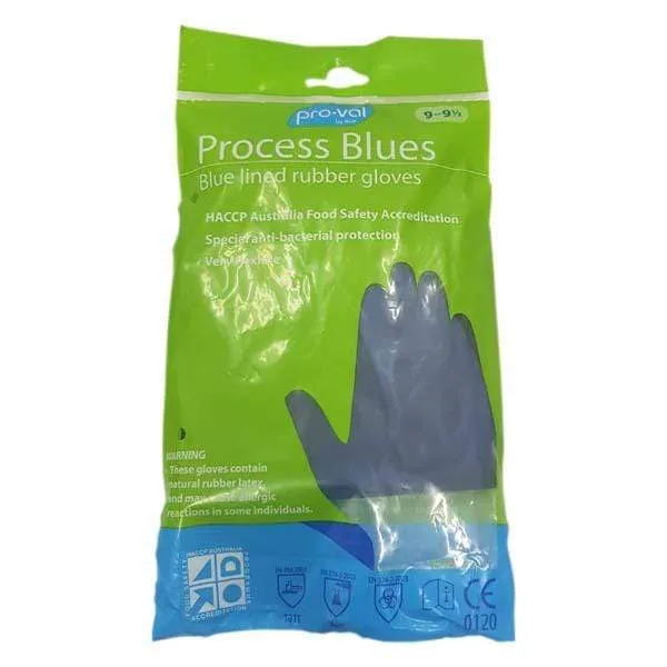 Premium blue lined rubber gloves Size 8 - 9