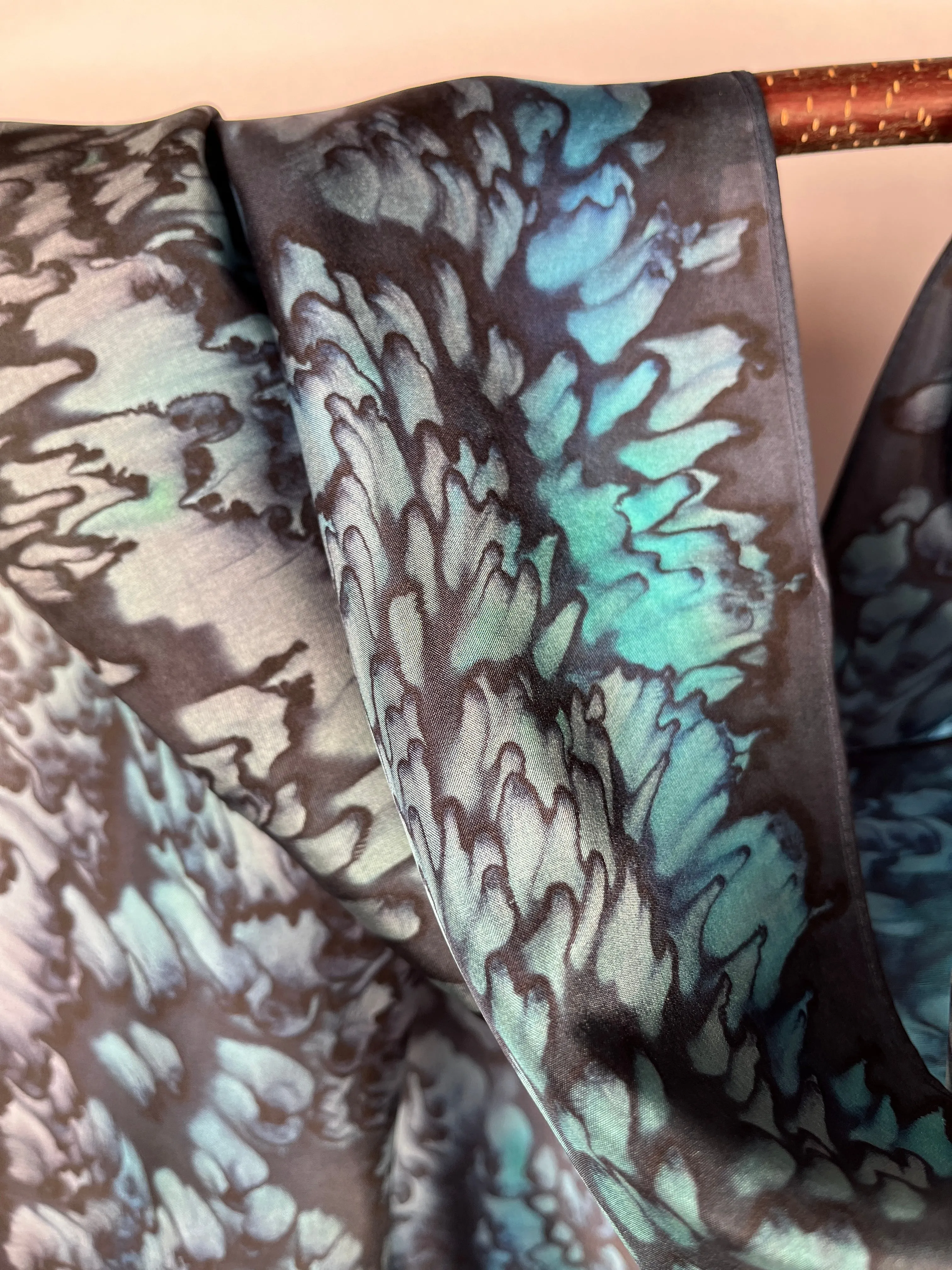 "Evening Aurora Mermaid" - Hand-dyed Silk Scarf - $125